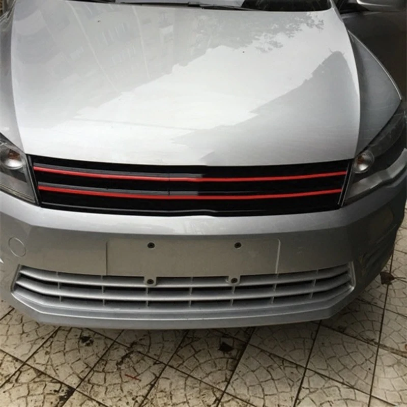 5 PC Universal แถบสะท้อนแสงรถสติกเกอร์ Auto ด้านหน้า Grille Mouldings สีแดงกันน้ําอุปกรณ์ตกแต่งรถยนต์ชิ้นส่วนภายนอก