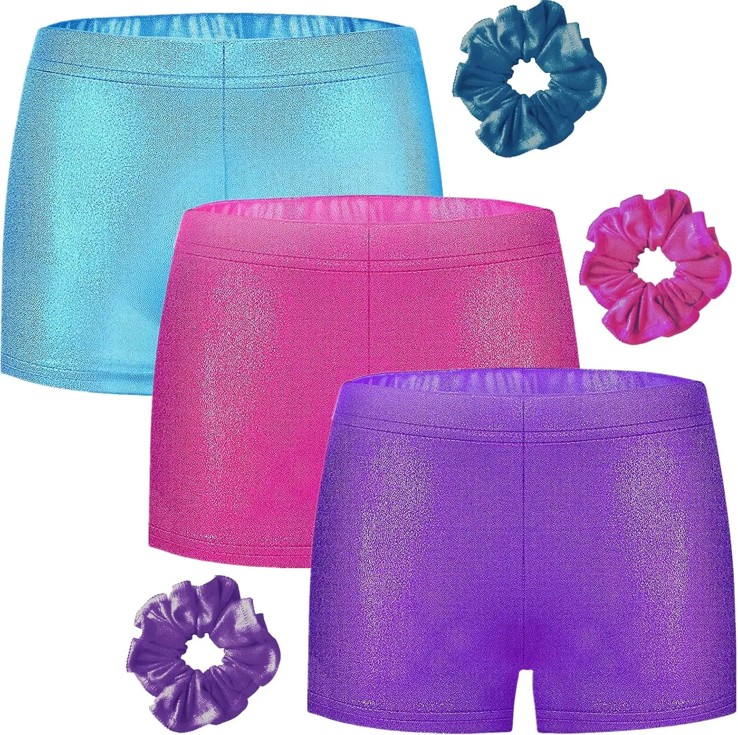 BYONEME สาวเต้นรําสั้นสําหรับยิมนาสติกกีฬากางเกงขาสั้น Sparkle Glitter Tumbling Bottoms 2-3T