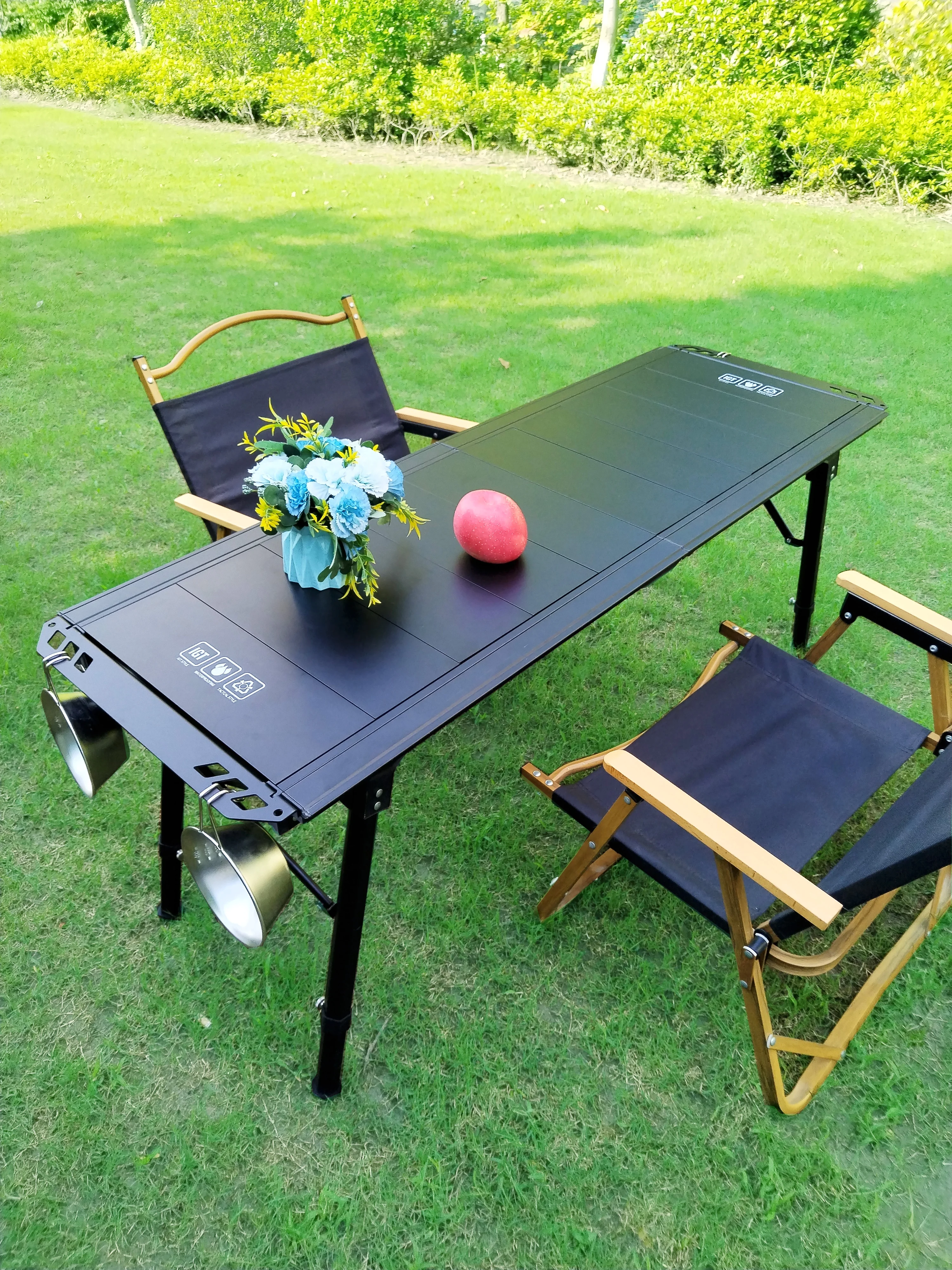 Tavolo IGT pieghevole 5 unità Tavolo leggero Zaino tavolo arrotolabile Scrivania con gambe regolabili Tavolo da barbecue con bruciatore da tavolo