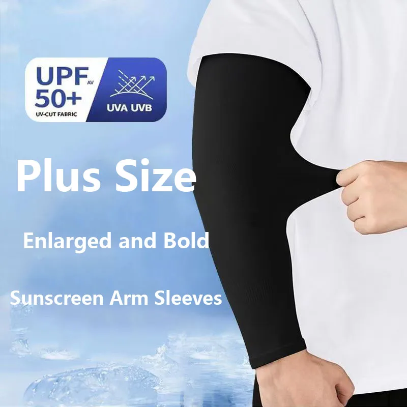 

1Pair Plus Size Summer Ice Silk Arm Sleeves Cool Wearing High Elastic Elbow Sunscreen Summer Outdoor Riding Fishing Arm Cover