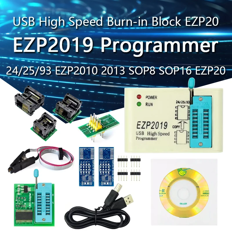 

EZP2019 USB High Speed Programmer 24/25/93 EZP2010 2013 SOP8 SOP16 Burn-in Block EZP20