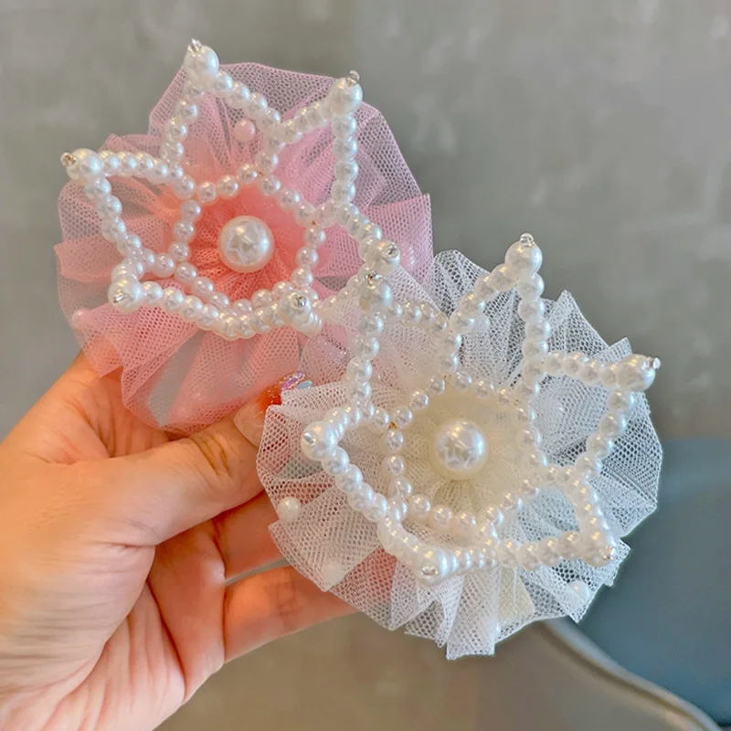 

Children's Pearl Crown Hairpin Mesh Duckbill Clip One-year-old Hairpin Princess Sweet Temperament Top Clip Hair Accessories