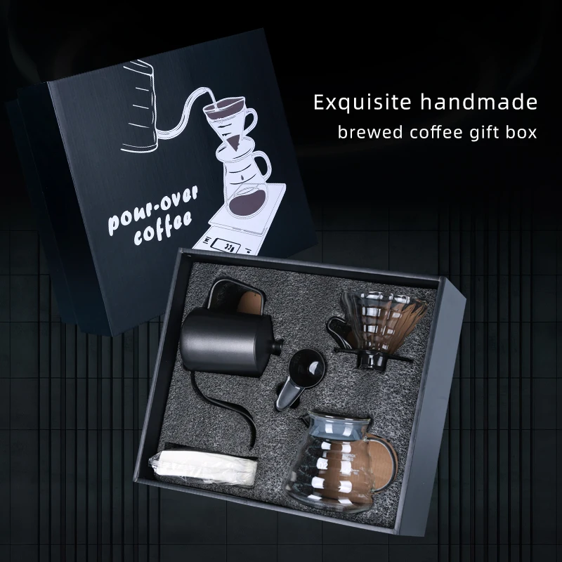 

Outdoor 7Pcs Travel Portable Coffee Gift Box Hand Brewed Coffee Pot Set Exquisite Gift Package