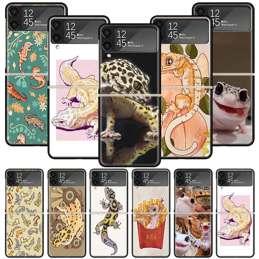 Lizards Geckos Phone Case For Samsung Galaxy Z Flip 6 5 4 3 5G Shockproof Cover Z Flip6 ZFlip5 Flip3 Flip4 Luxury Shell Galaxy Z