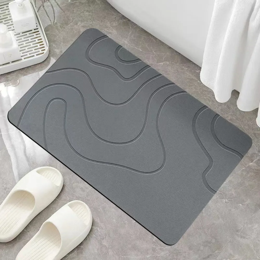 Modern Diatomaceous Earth Floor Mat Absorbent Non Slip Rug Minimalist Stripe Pattern For Home Bathroom Kitchen Doorway Pad
