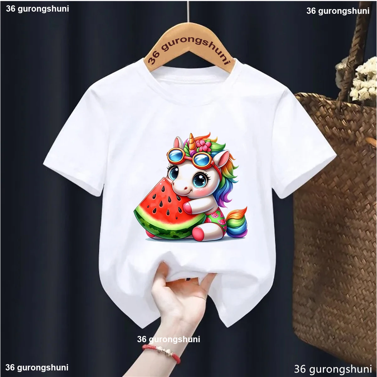 

Kawaii Butterfly Kids Clothes Rainbow Unicorn Dancer Printed Tshirt Girls Summer Short Sleeve T-Shirt Harajuku Shirt Streetwear