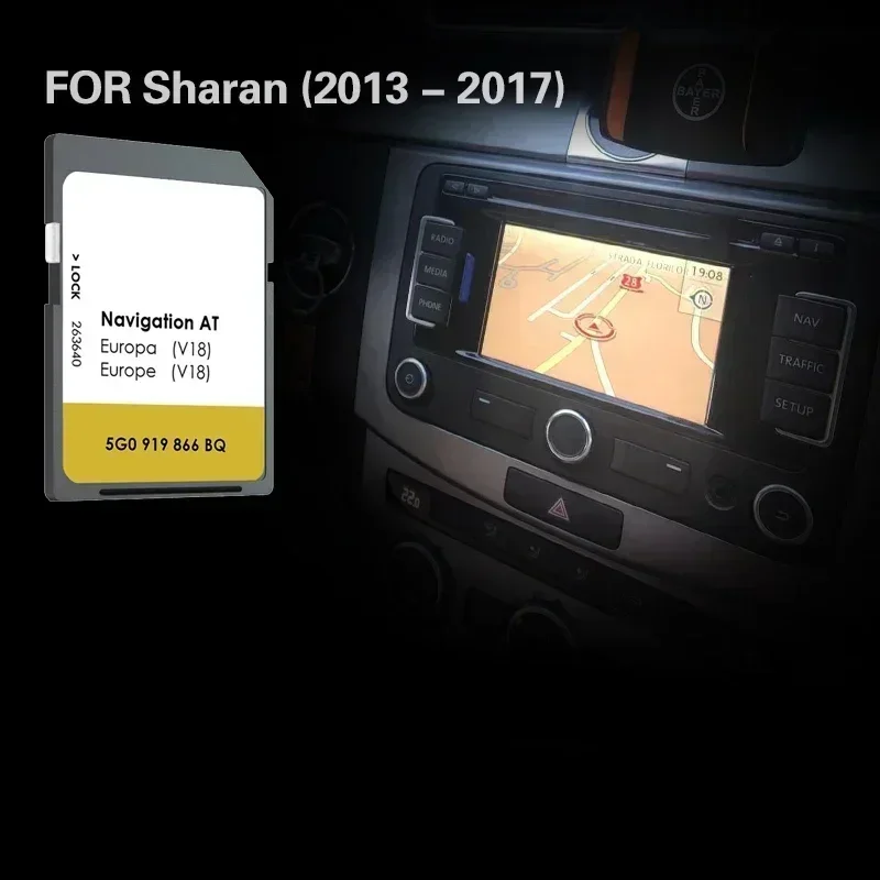 AT V18 Fitting for VW Sharan 2013 2017 Car New Update Map Version SD Navigation Card Cover France Bulgaria Sweden Switzerland