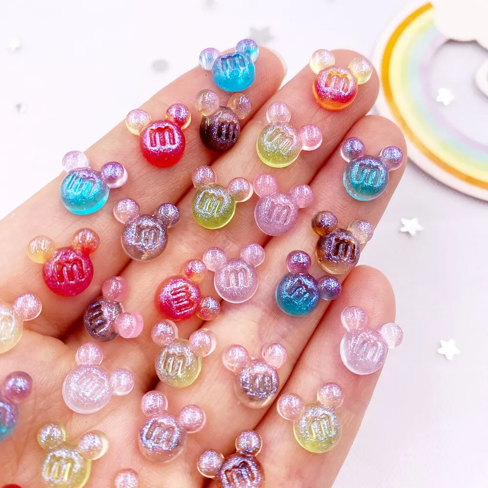50 stücke Harz Glitter Mini Kristall bunte Maus Kunst Nagel Flatback Strass Applikation DIY Hochzeit Sammelalbum Maniküre Dekor Handwerk
