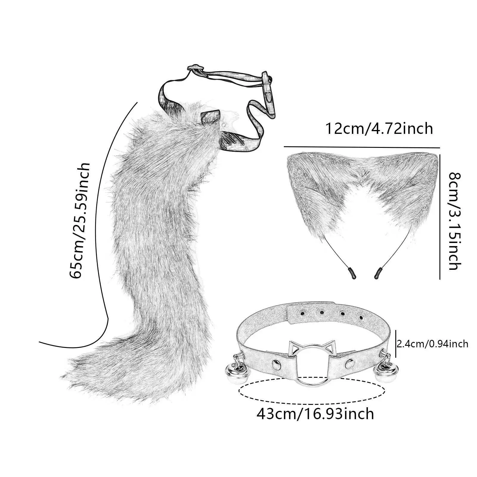 Orelhas bandana colar e cauda conjunto cocar criativo vestir-se para celebrações