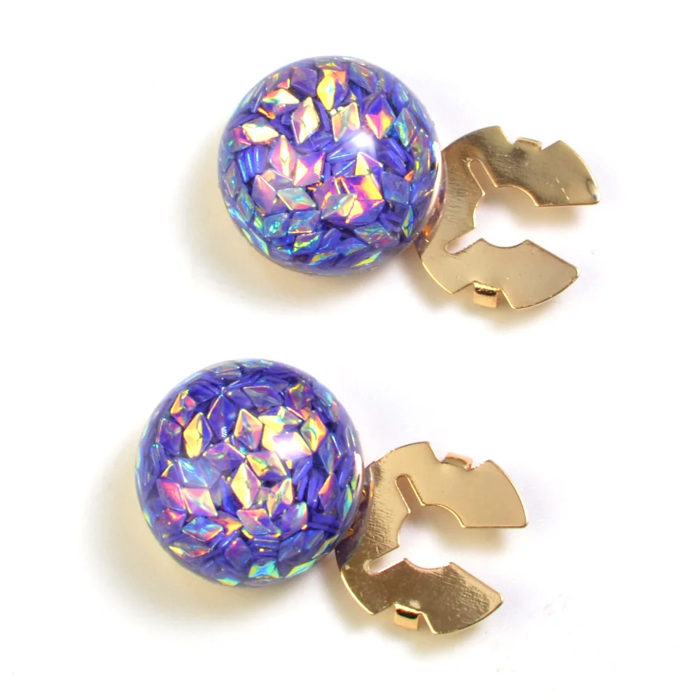2 Pcs Colorful Laser Spherical Button Starry Sky Illusion with Colorful Water Ripples Button Cover Shirt Cardigan Decorative