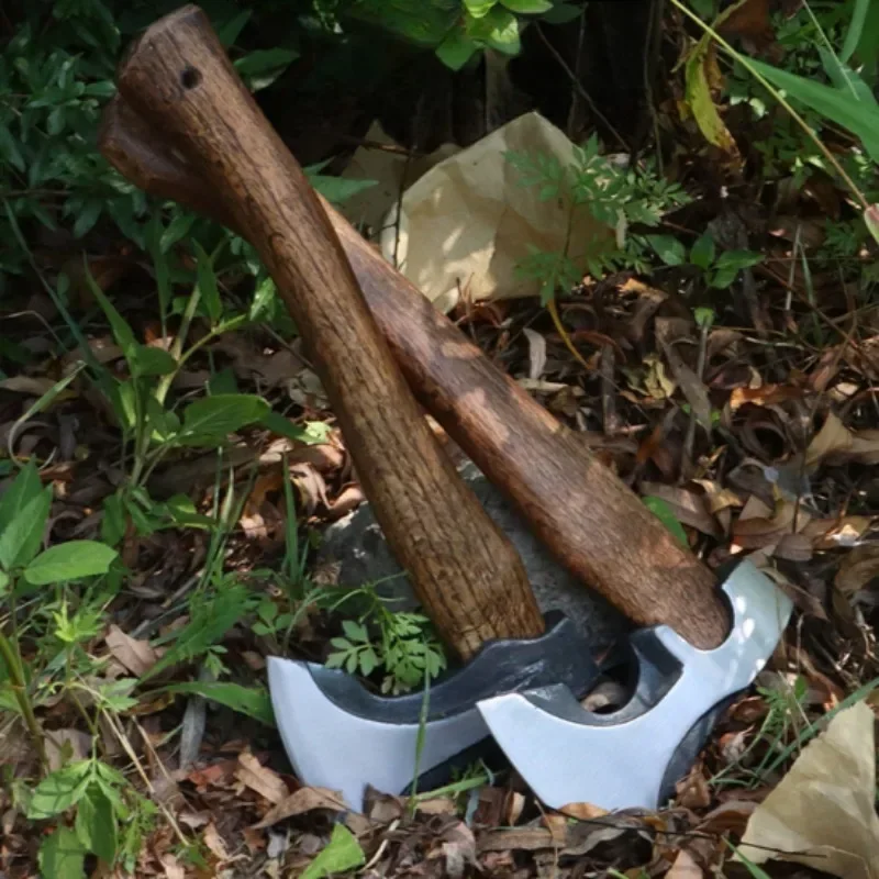 Manganese Steel Chopping Wood Axe Outdoor Woodworking Cut Down Trees Portable Wooden Handle Multifunction Axe Camping Hand Tools