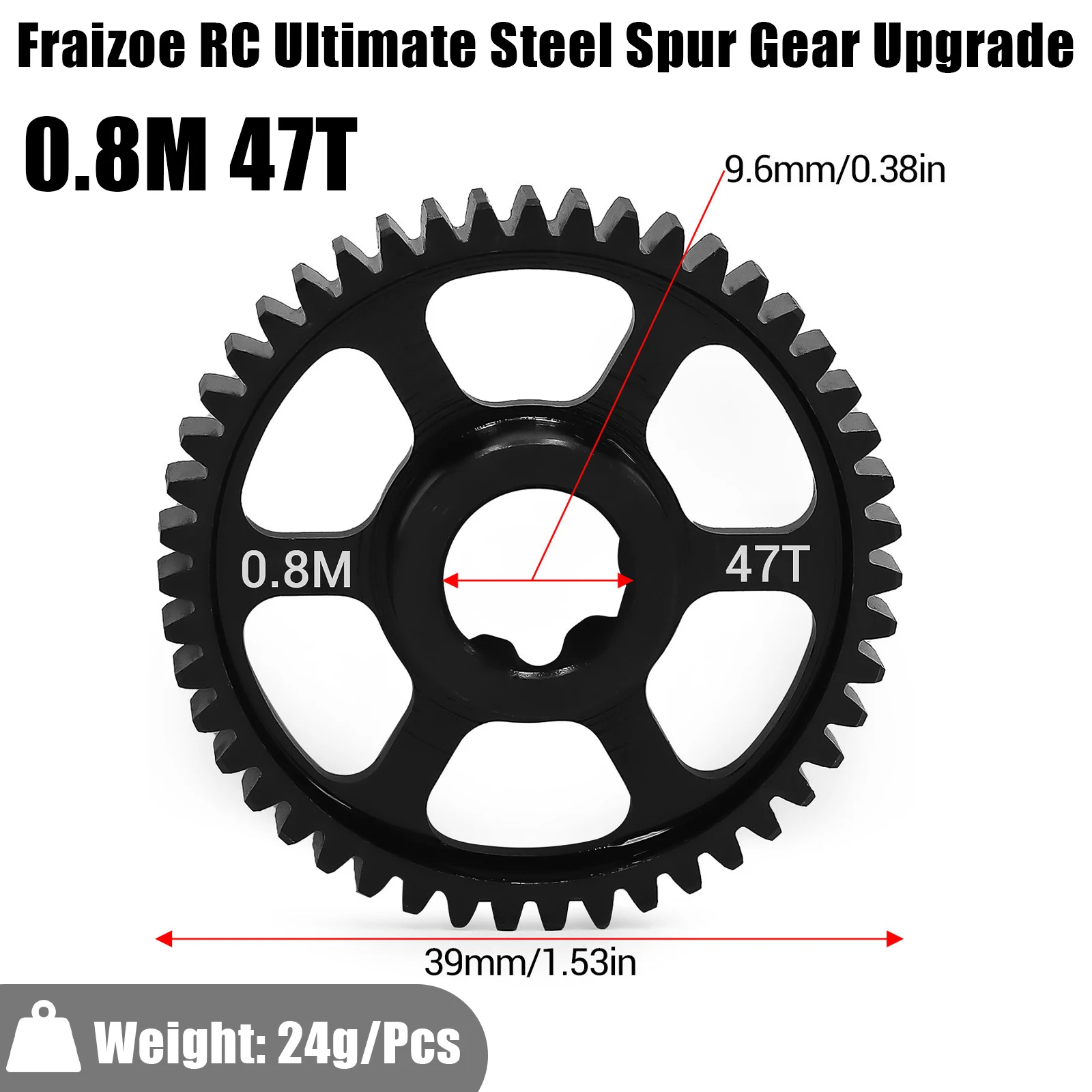 เฟืองสปูร์อัพเกรด RC 0.8M 47T สำหรับ Traxxas 1/16 Mini Maxx/Mini XRT เฟืองดิฟเฟอเรนเชียลเหล็กกล้าคาร์บอนขนาดกลางสำหรับเปลี่ยน # 10756