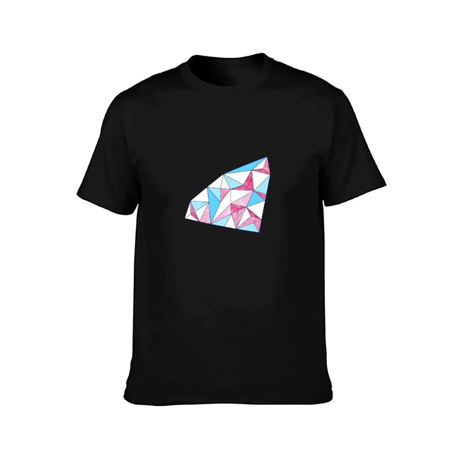 Seamless geometric pattern of triangles T-Shirt, Summer Casual Cotton Tee, Oversized Streetwear Tops, Vintage Graphic Print