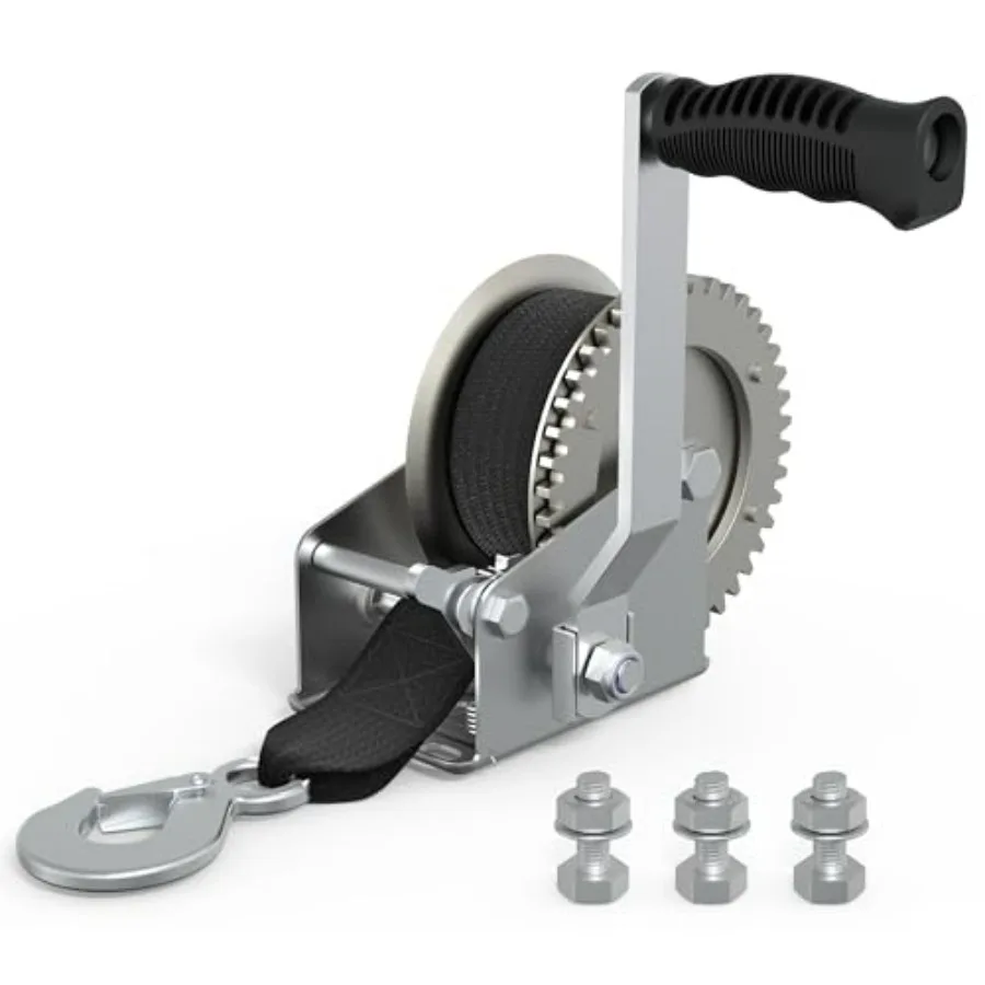 

Лебедка для лодочного прицепа, ручная, усиленная, 1600 фунтов, с ремнем 26 футов и крюком, черная, для прицепов для лодок и гидроциклов