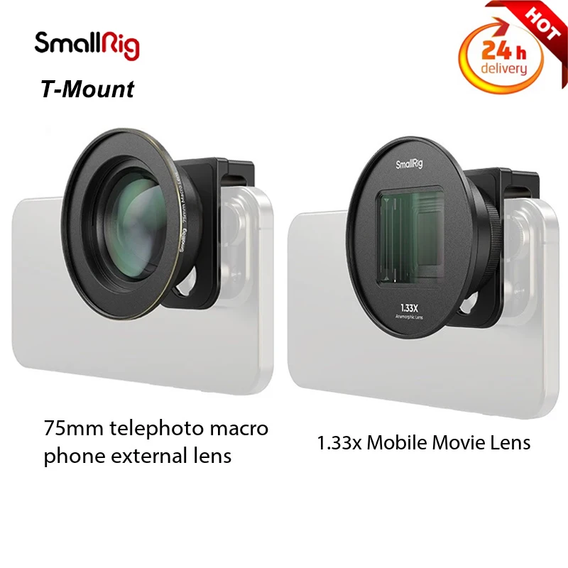 

SmallRing 75mm Phone Telephoto Lenses 1.33x mobile Movie Lens Professional Photography for iPhone 15 Android Smartphones T-mount