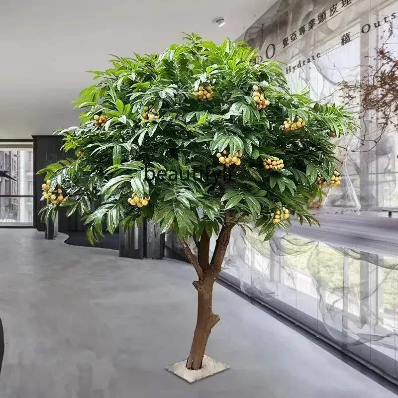182QxzSimulation Apple Hawthorn Tree Decorative Bonsai Solid Wood Large Indoor Artificial Tree