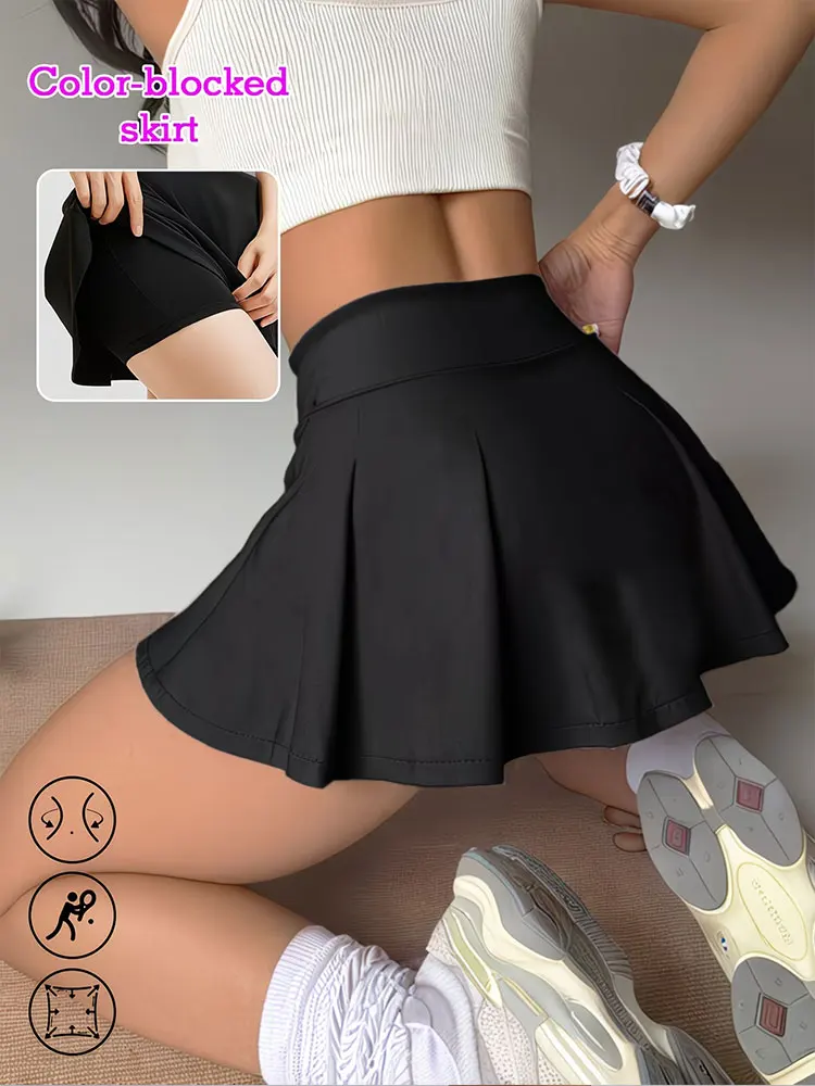 Women’s Yoga Fitness Tennis Outfit High Waist Sports Skirt Summer New Style Quick Dry A-Line Skort Suitable For Running Workout