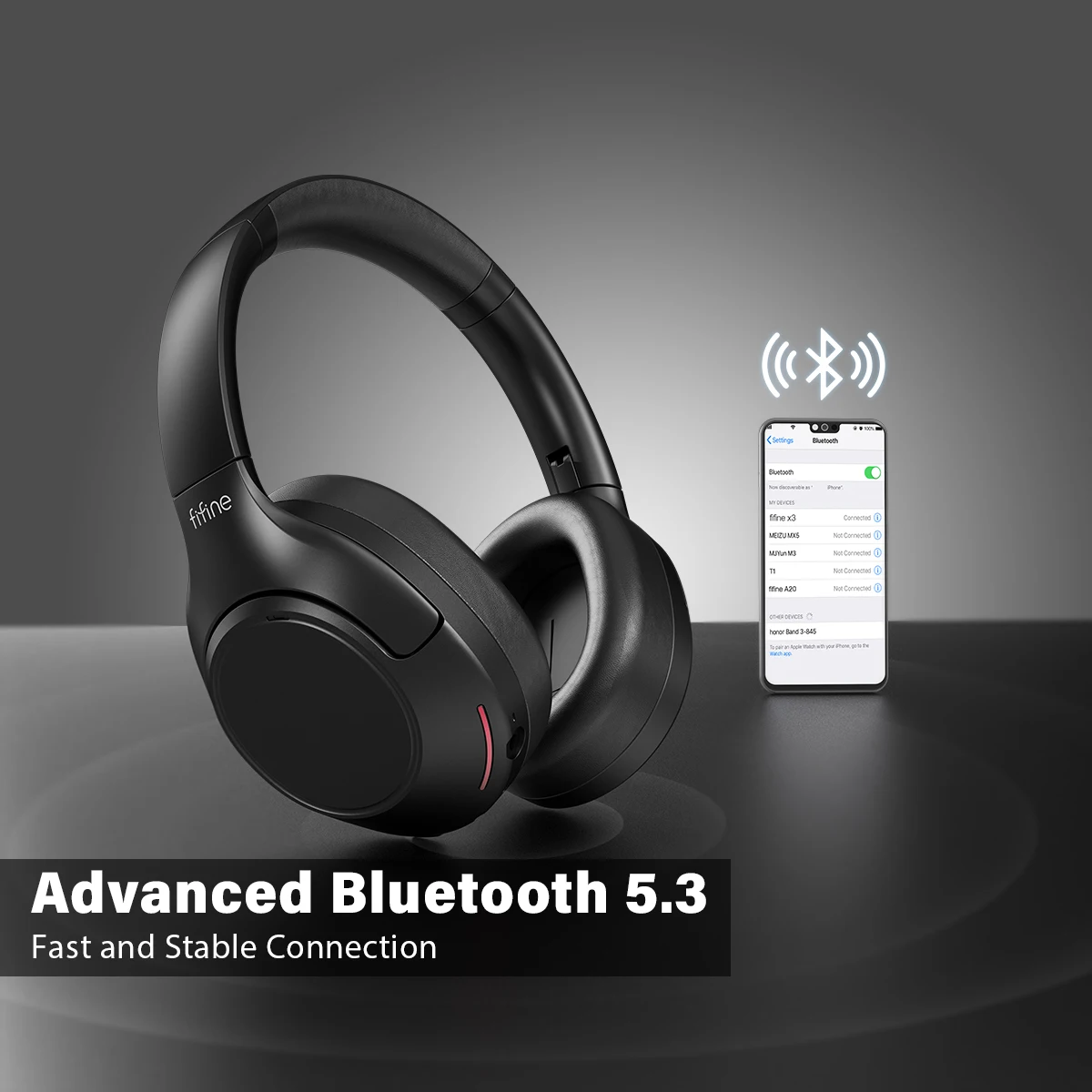 FIFINE Bluetooth wireless headset,Noise Canceling Headphones withe Transparency Mode,Deep Bass,Clear Calls,65H Playtime -X3