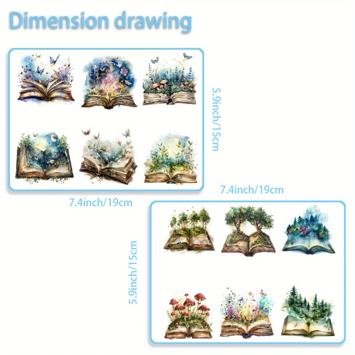 12PCS/SET Fantasy Book Time DIY Light Beigeny Tumblers Wrap Decorative Transfer Paper UV DTF High Self-adhensive Wraps