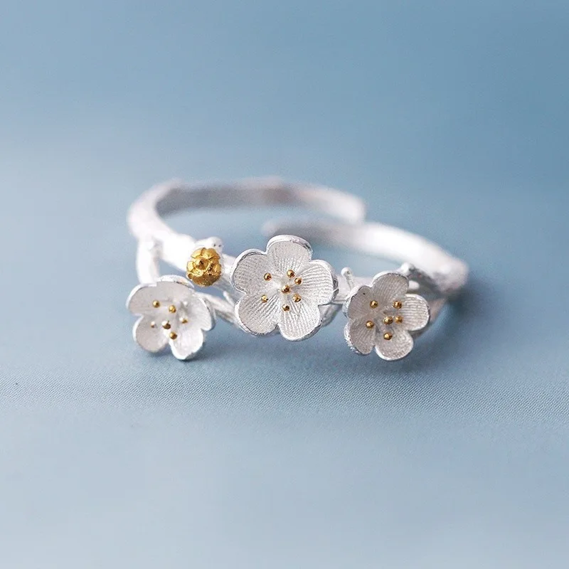 925 Sterling Silver Jewelry New Popular Fashion Daisy Flower Adjustable Female Opening Rings  R122