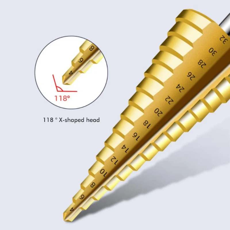 

6Pcs Titanium Step Drill Bit Set 4241 High Speed Steel Drill Bits Set With Case Multiple Hole Stepped Up Bits