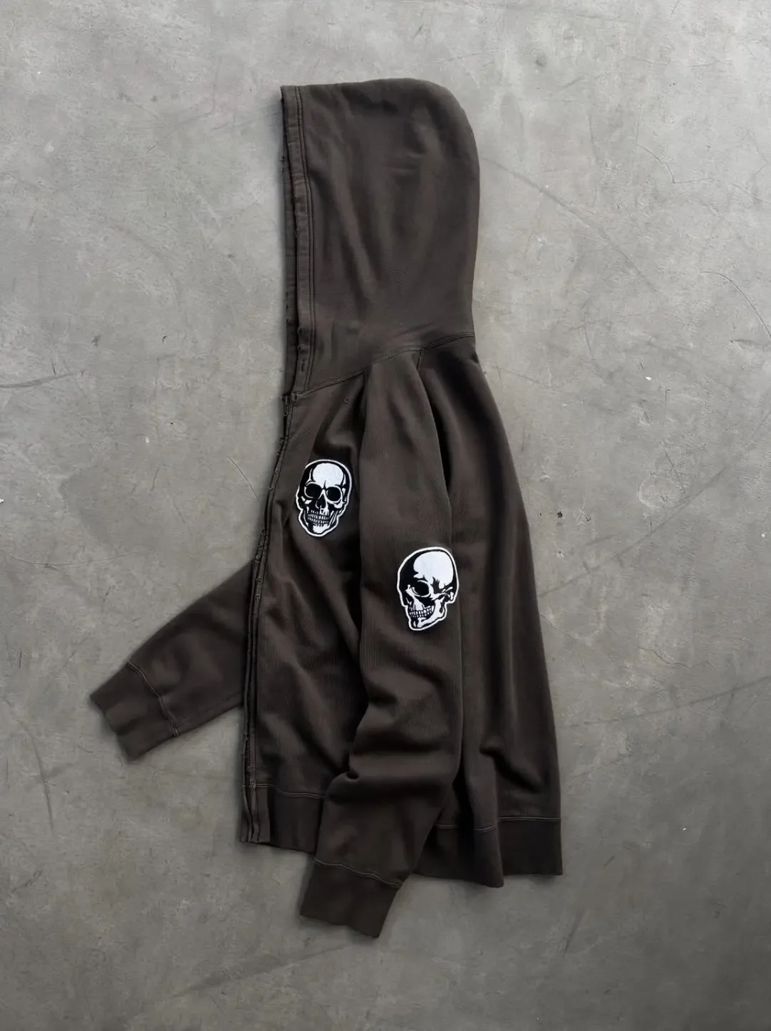 Number (N) ine 04ss Double Skull Felt Hooded Zip Jacket Sweater