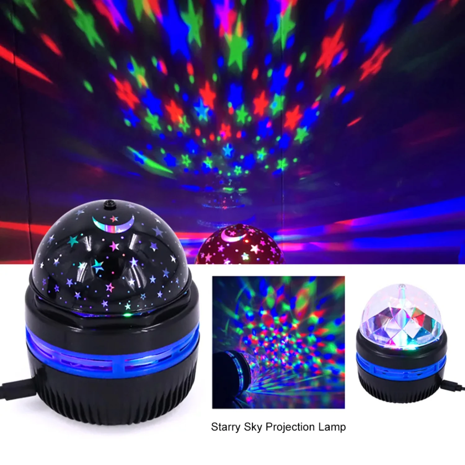 

New USB Stars Projector Starry Sky Projection Night Light Rotating Magic Ball Stage Light Bedroom Atmosphere Lamp Party Light