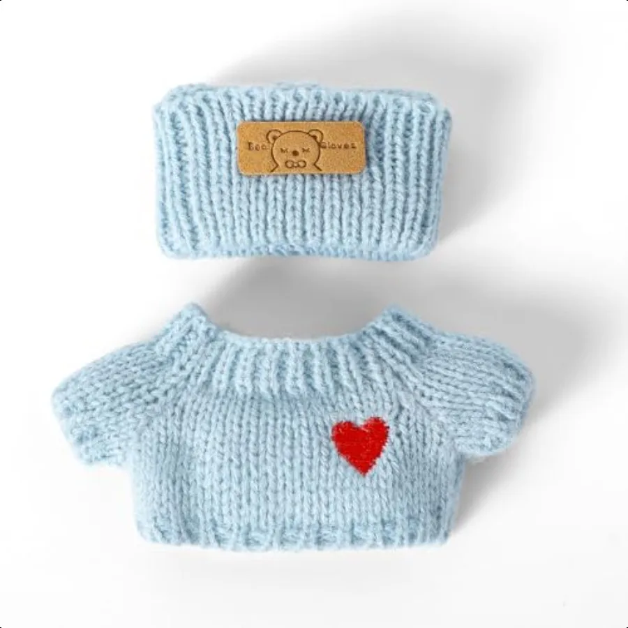 17 cm DollClothes and Accories 2Pack Doll Sweaters with Hats for 17 cm Dolls Knitted Outfits for 17 cm Plush Toys Mini Winter S
