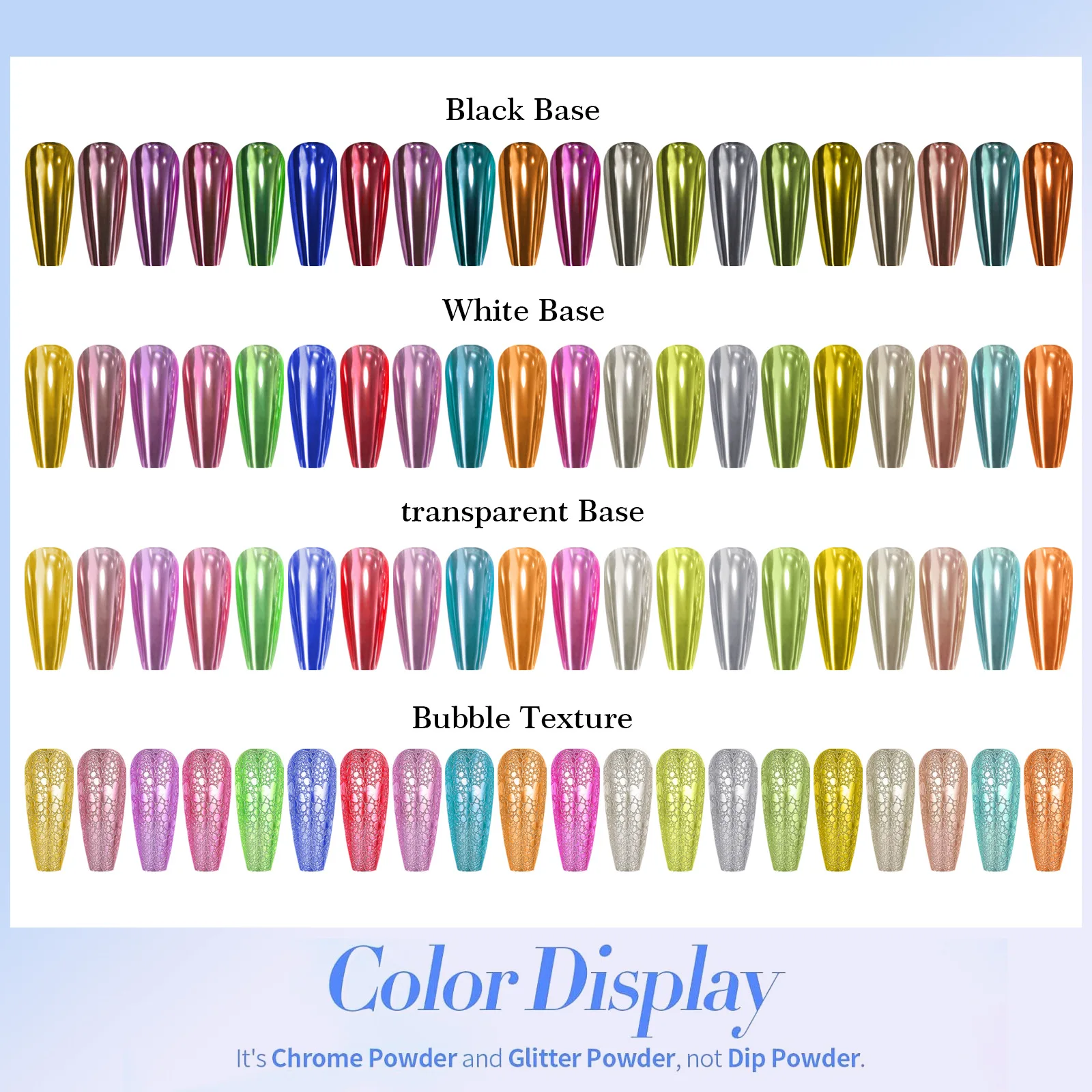 ผงกระจกวิเศษ 0.5 กรัม ผงเมทัลลิกสำหรับตกแต่งเล็บ สีทึบ ไทเทเนียมกลิตเตอร์ MCB อะคริลิกเลเซอร์ โฮโลแกรม โครม