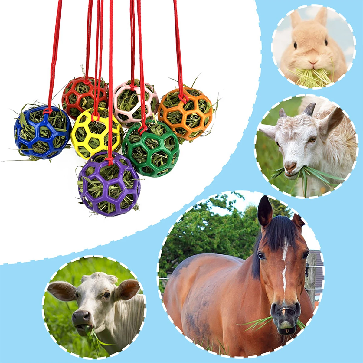 

Horses Treat Balls Hay Feeder Toy Ball Hanging Feeding Toy for Horse Goat Sheep Rabbit Relieve Stress Horse Treat Ball