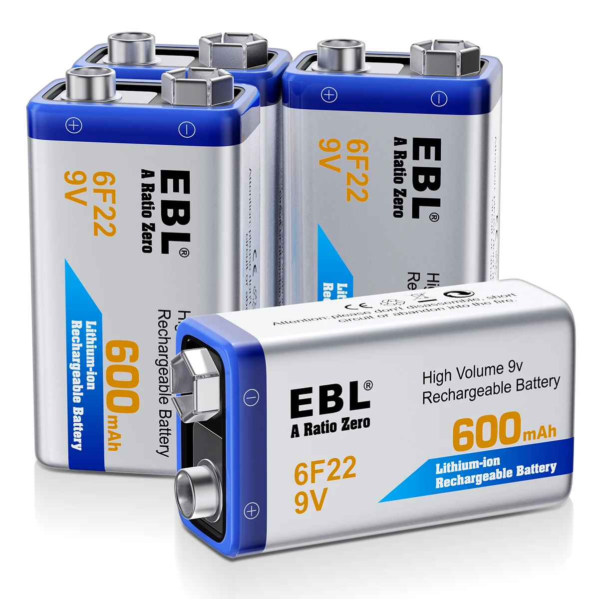 EBL 600mAh 9V بطارية قابلة للشحن 9 فولت 6F22 بطاريات ليثيوم أيون للعبة التحكم عن بعد ميكروفون اسلكية تخاطب مروحة #4