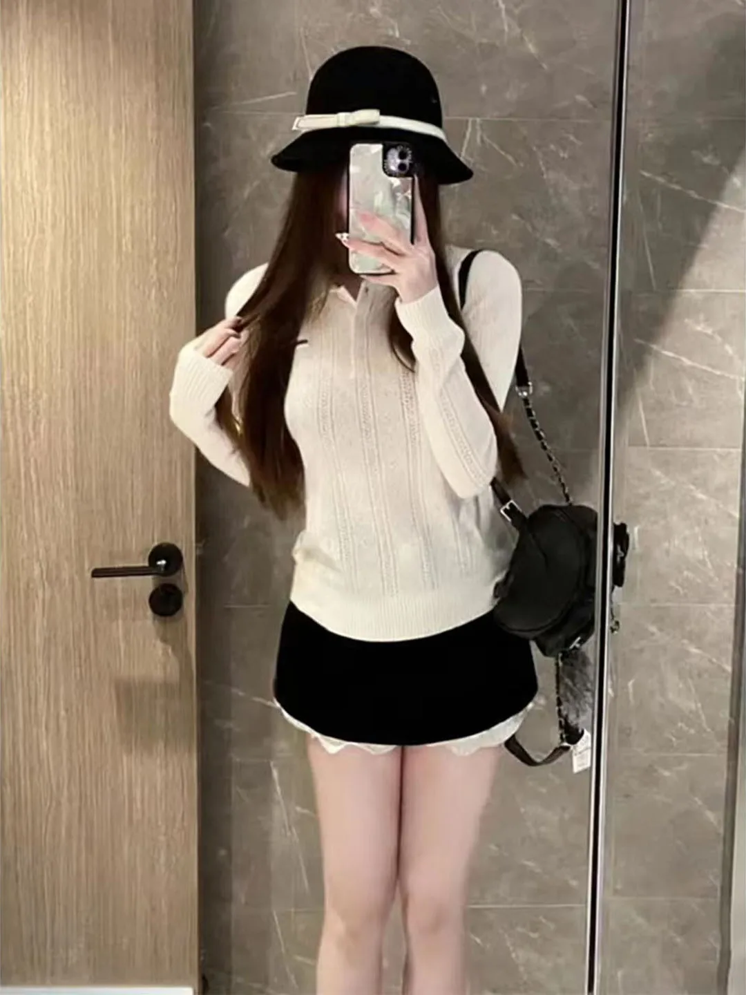 

Модный комплект в корейском стиле: вязаный топ с длинным рукавом и юбка-брюки с высокой талией, повседневная одежда для женщин на весенний сезон