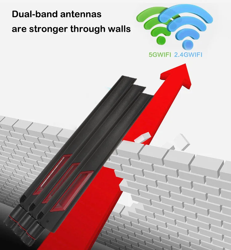 2 sztuk/partia WiFi Router zewnętrzna antena 10dbi wysoki zysk dwuzakresowy wzmacniacz 2.4G 5.8G WLAN wzmacniacz sygnału RP-SMA dla ASUS AC88U/68U