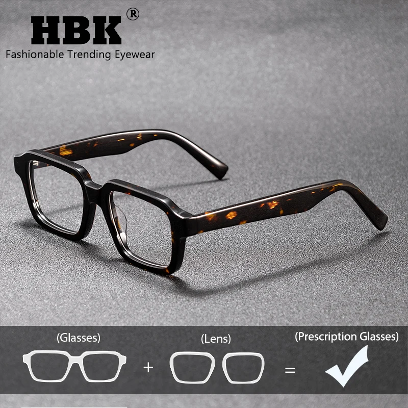 HBK Classic Square Frame Man Glasses Personality Acetate Anti Blue Light Computer Reading Glasses Man Optical Eyeware Frame
