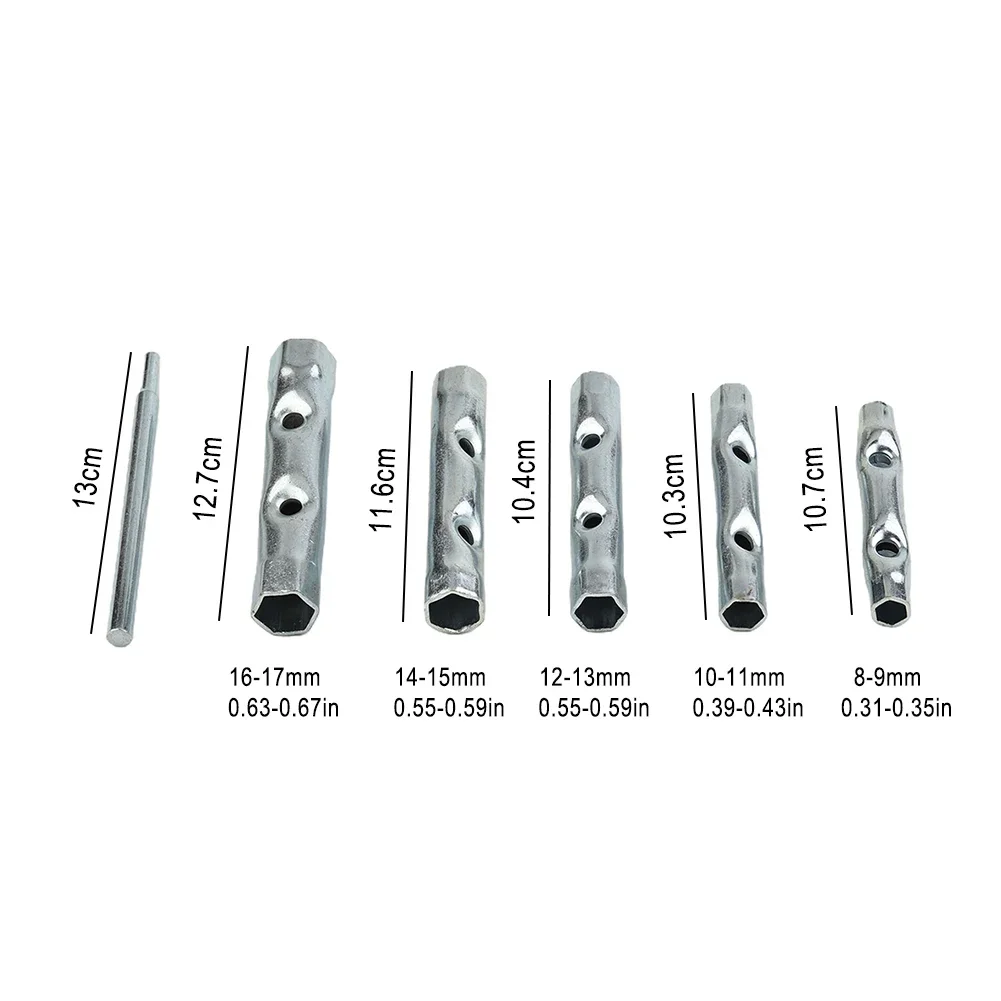 

6PC 8-17mm Metric Tubular Box Wrench Set Steel Tube Hollow Socket Wrench Filter Wrench Kit Automotive Repair Handle Tools