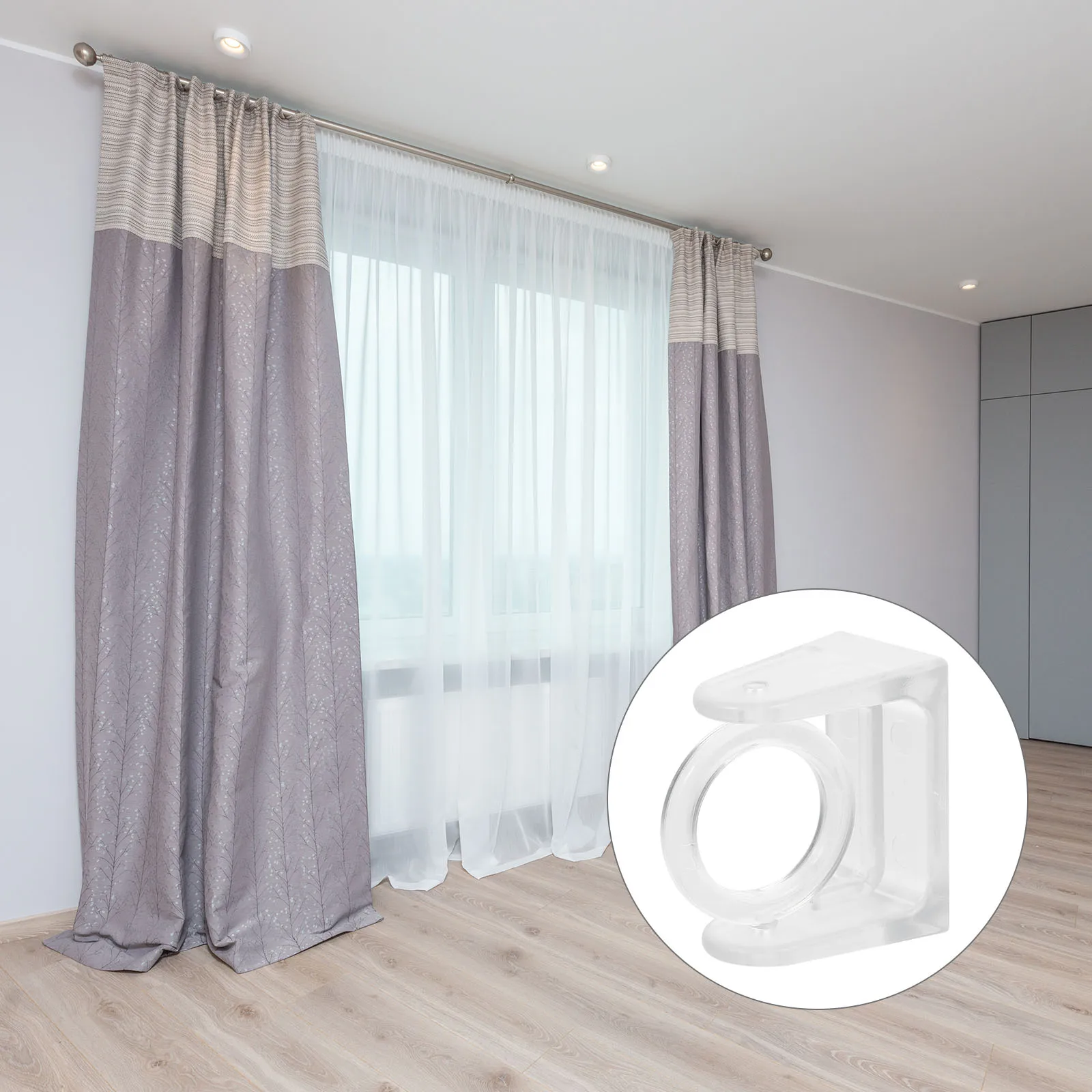 

2Pcs Curtain Rod Holder Rotating ABS Telescopic Nail Free Hooks for Shower Bedroom Kitchen Use Curtain Rod Holder