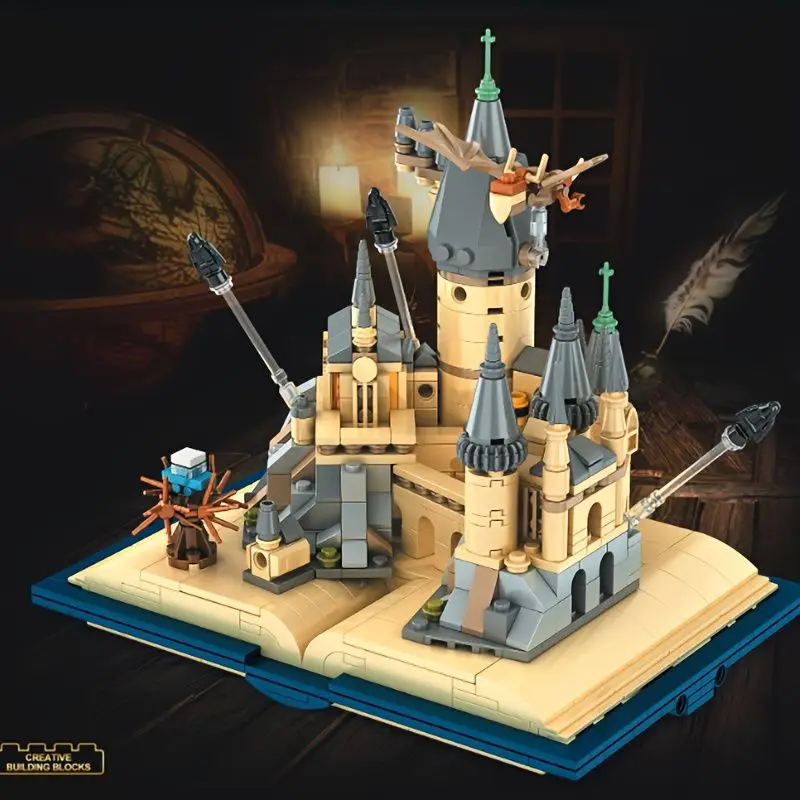 

Creative Castle Magic Book Building Blocks Classic Movie Knight Flying Dragon Street View Model Bricks Holiday Gifts Kids Toys