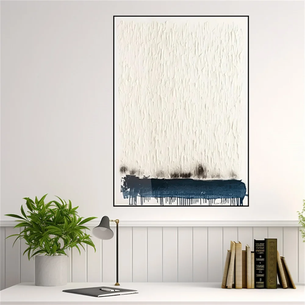 

100% Hand Painted Large Handmade Abstract Oil Painting Gold Blue White Snow Mountain Gorgeous Painting Living Room Decor