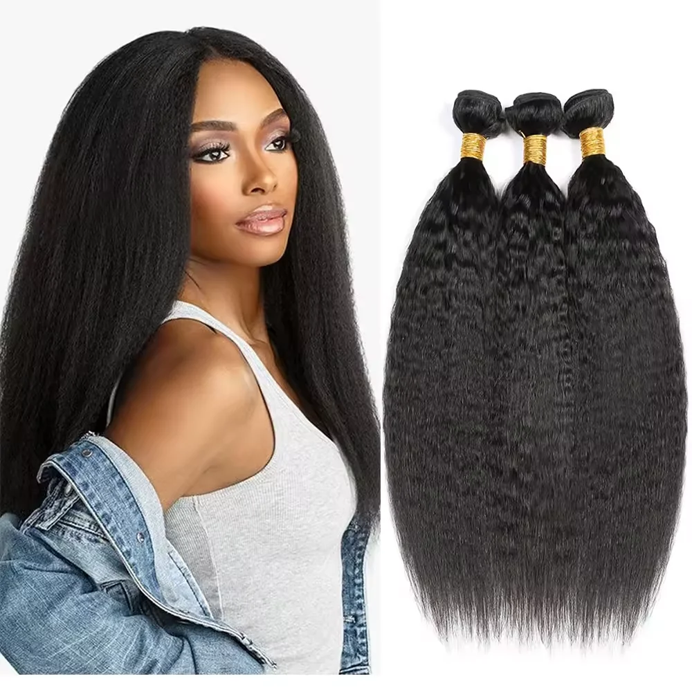 Mediole Raw Virgin Unprocessed Brazilian Kinky Straight  Human Hair Bundles 30 inch Natural Black Hair Extension For Women