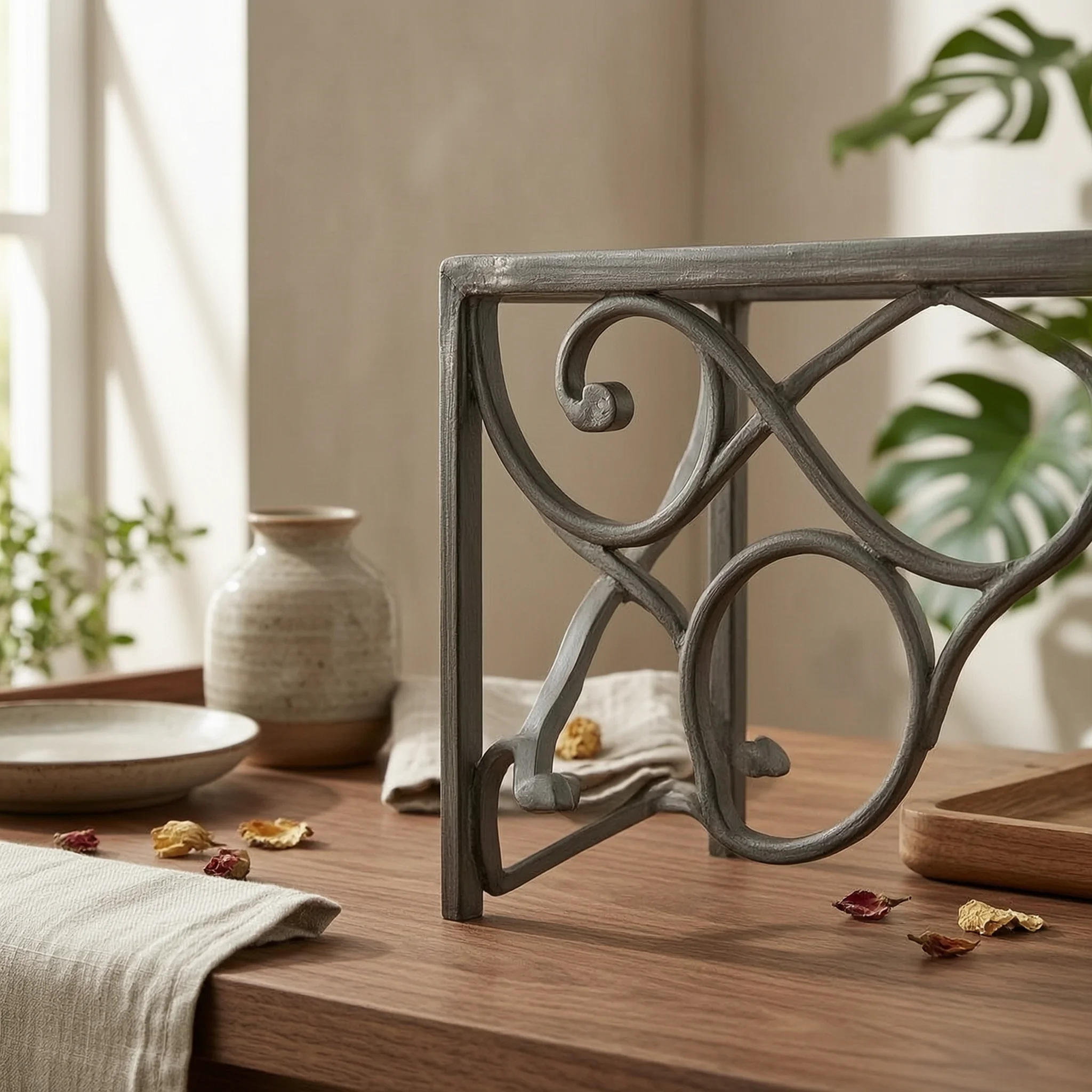 Decorative Wall-mounted Metal Shelf Flat Top Sturdy Frame Wall Decor Display Shelf for Kitchen Storage