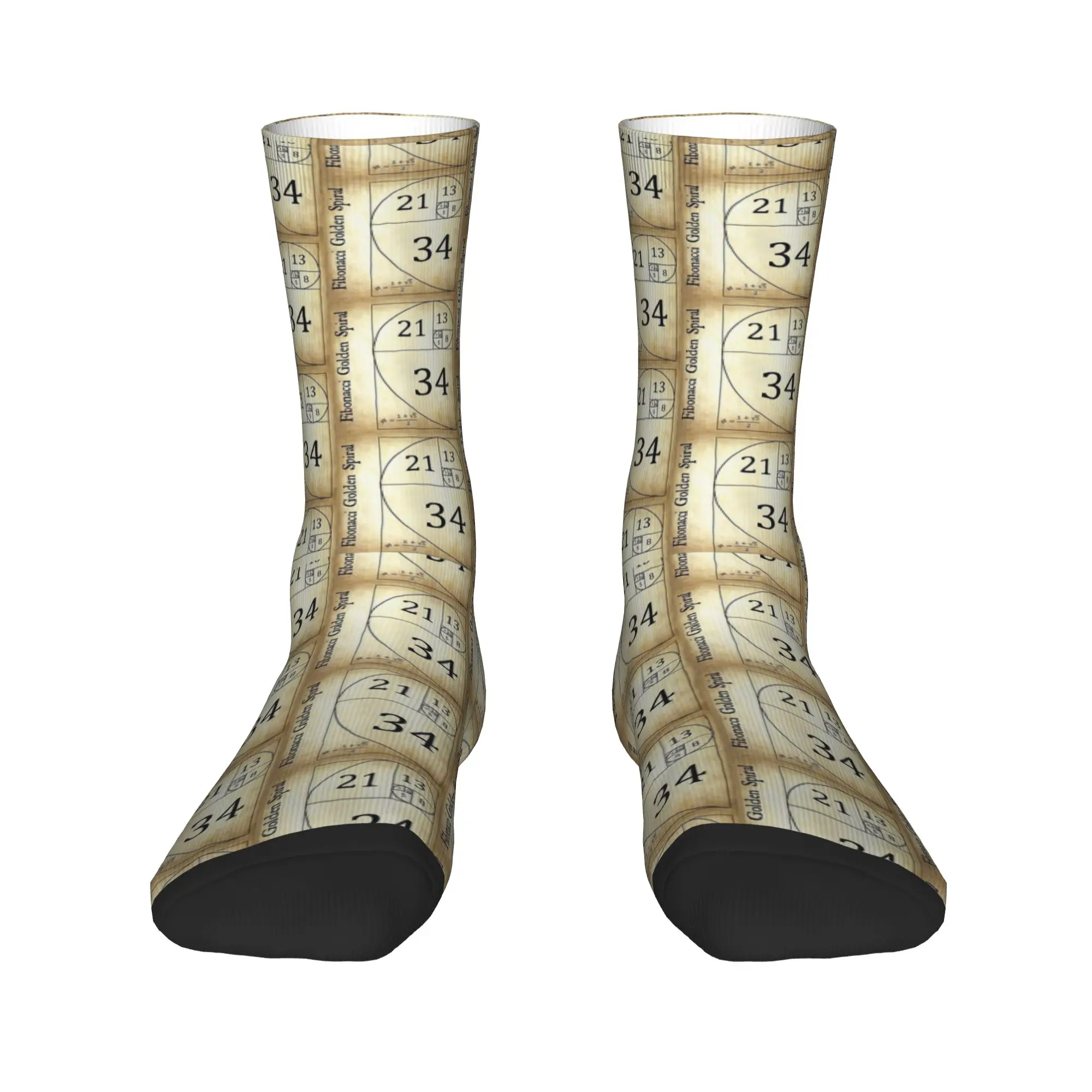 Nerdy Vintage  Fibonacci Golden Spiral Math Socks  Gothic Stockings Spring Non Slip Men Socks Soft Pattern Running Sports Socks