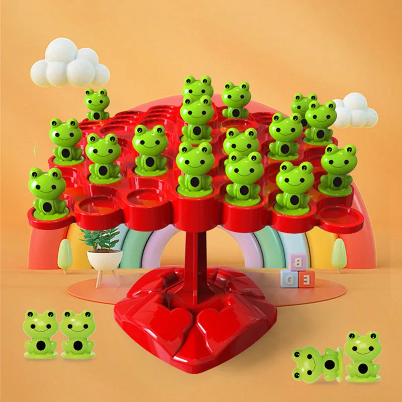 Fun Frog Balance Tree Children Montessori Math Toys Balancing Board Game Parent-child Interaction Tabletop Balance Game Toys