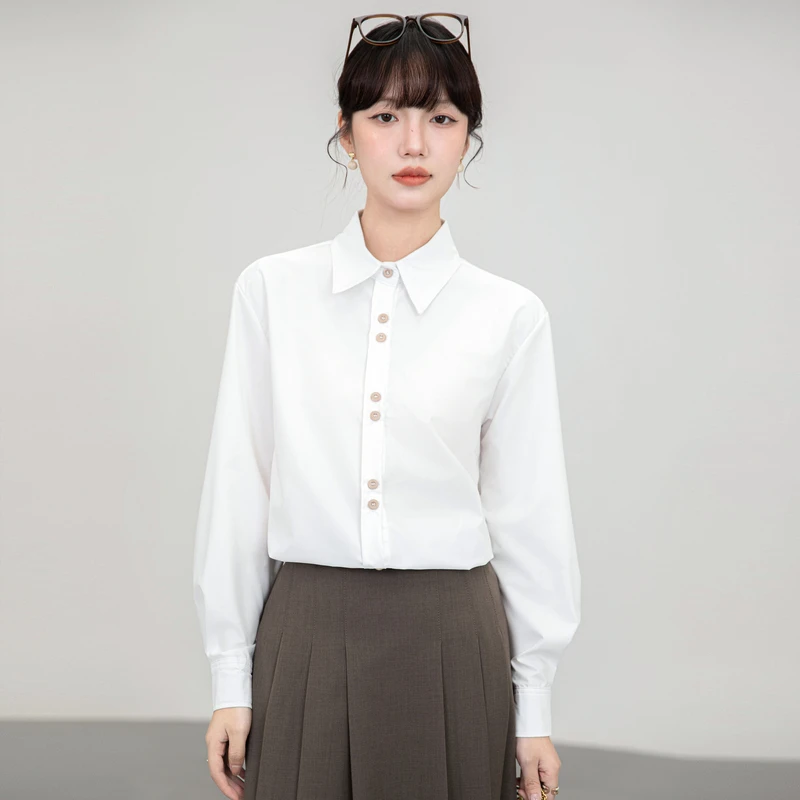 

Women Shirt White Blouses Casual Long Sleeve Office Ladies Profession Slim Fit Tops Elegant Female Clothing
