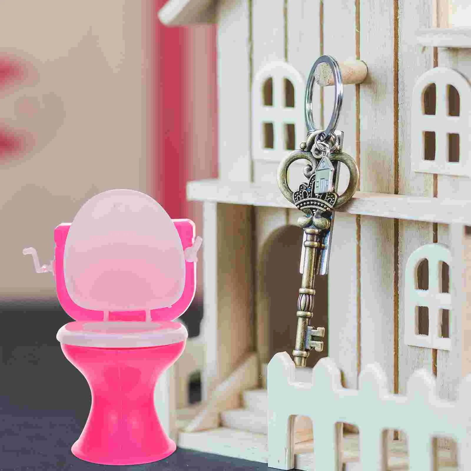 3-teiliges Puppenhaus, Toilette, Badezimmer, Spielzeug, Mini-Spielzeug für kleine Mädchen, Miniatur-Zubehör, Möbel für Kinder, Miniaturen für Babys