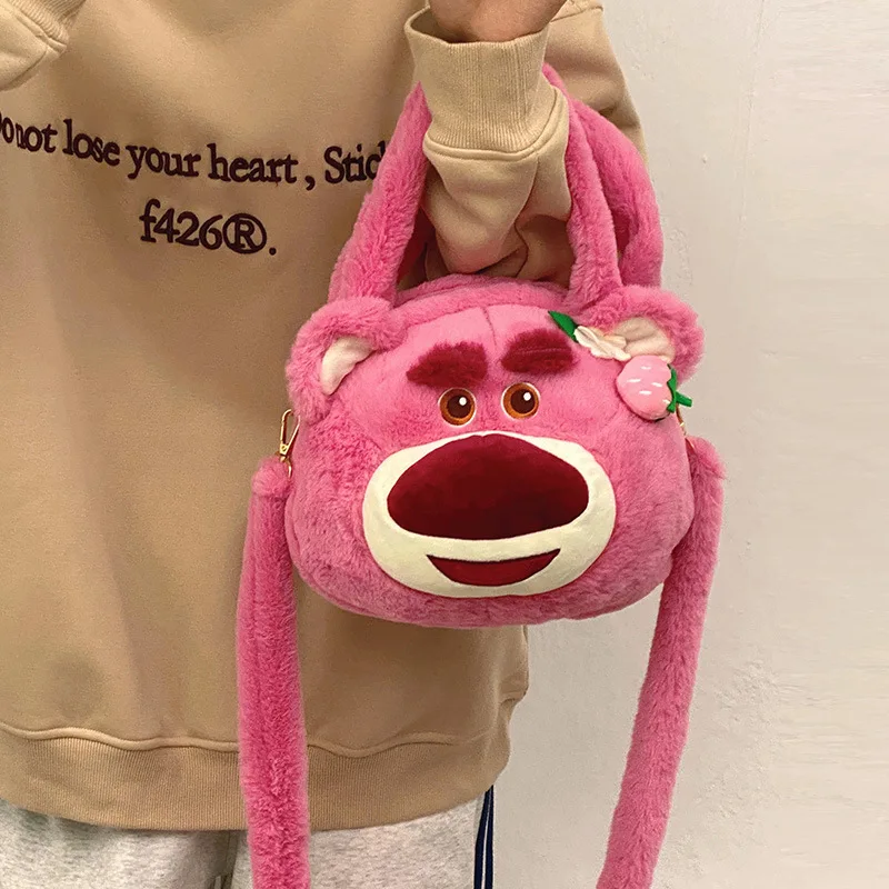 Disney Cartoon Genuine Pixar Toy Story Lotso Strawberry Bear Handbag Kawai Shoulder Bag Messenger Bag Cute Coin Purse Gift