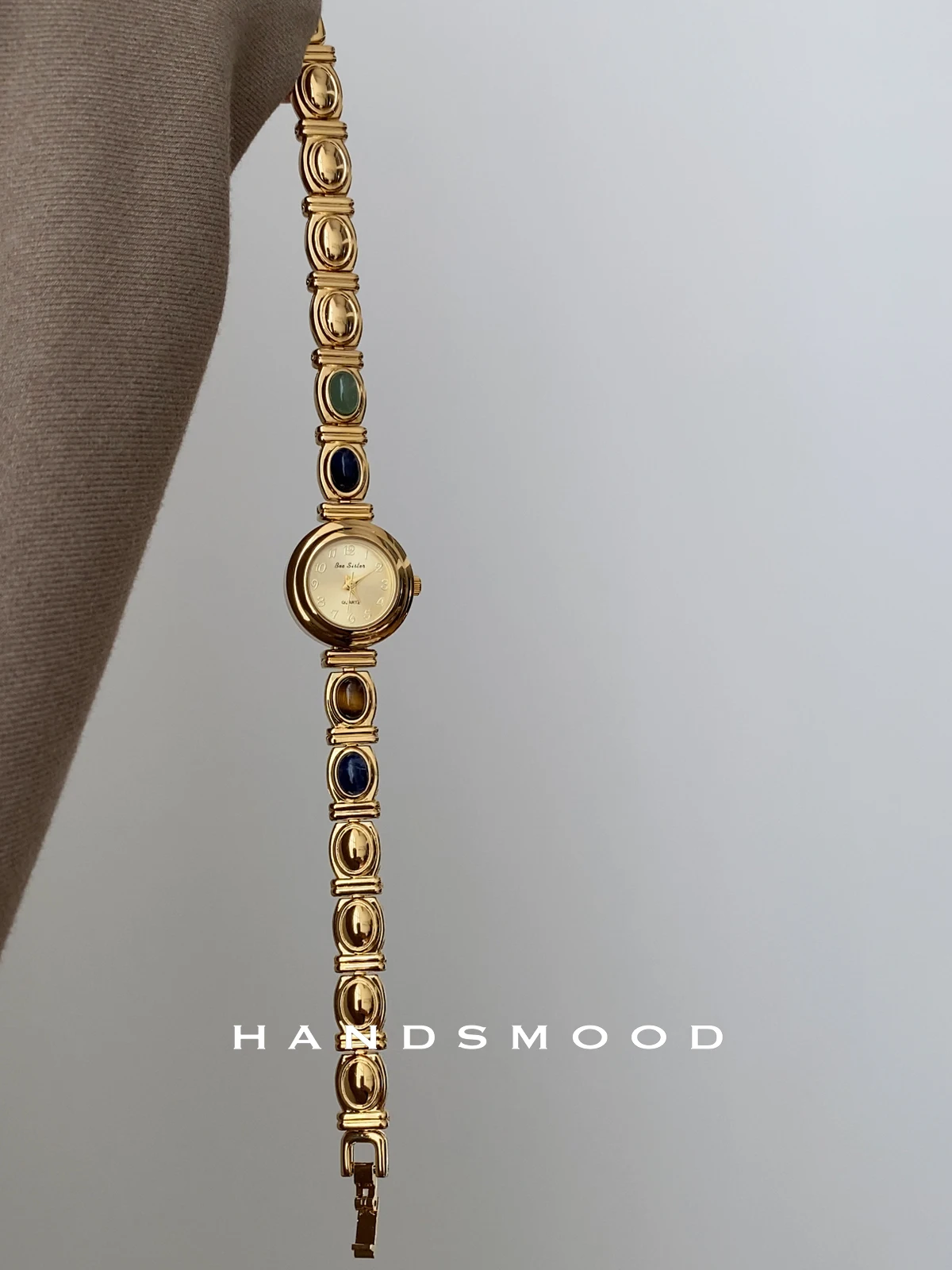 New colorful natural stone luxury retro exquisite fashion high-end women's watch, women's stainless steel wristwatch.