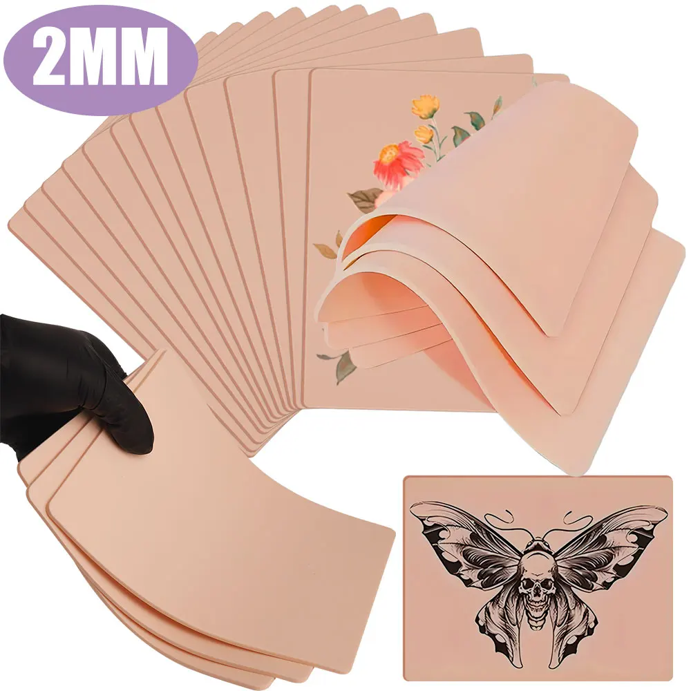 

20/15/10/5/3/1PCS 2MM Thick Tattoo Practice Skin Blank Silicone Double Sides Tattoo Fake Skin for Tattoo Beginner Training Tools