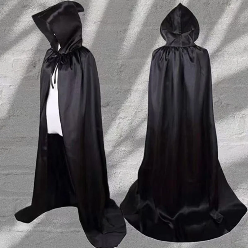 2026Halloween Costume Adult Death God Cape with Hat Vampire Cape Wizard Robe for Masquerade Parties and Performances