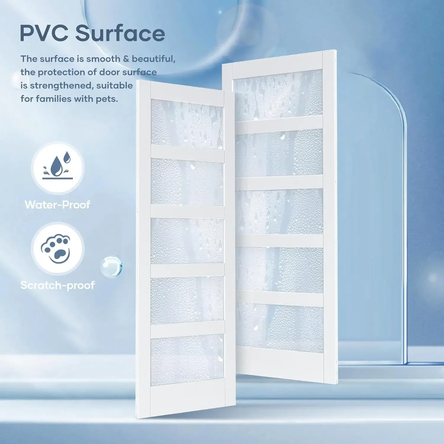 Kit de hardware incluído, 5 vidro fosco, painel de madeira LVL coberto com água branca-