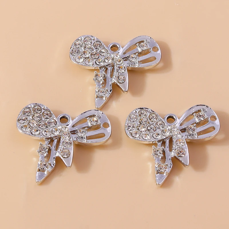 

20pcs 23x21mm Cute Crystal Alloy Bowknot Charms Pendants for Jewelry Making Drop Earrings Necklaces Accessories DIY Crafts Gifts